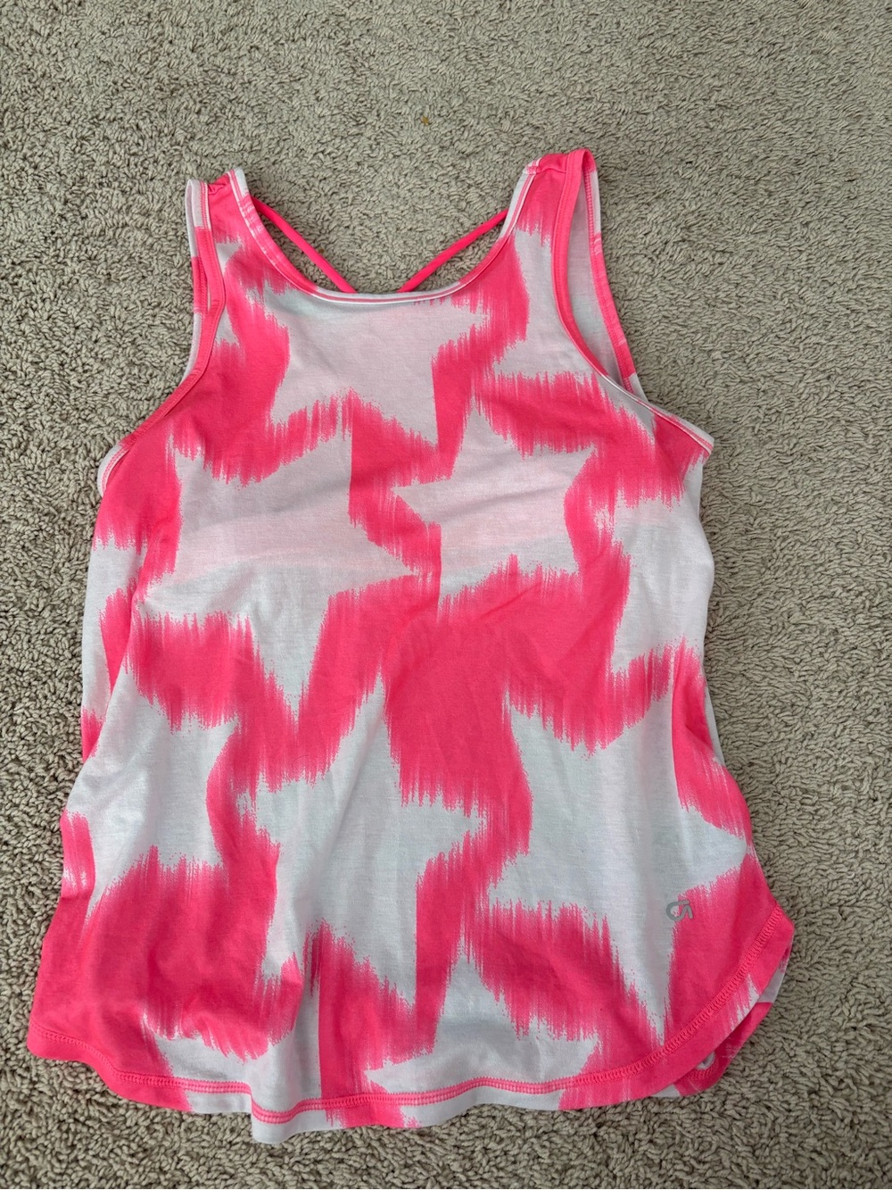 GAP Pink and White Brushstroke Racerback Tank